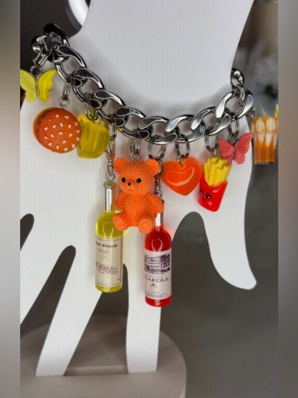 Junky Cuban Link Stainless Steel Charm Bracelet with Charms